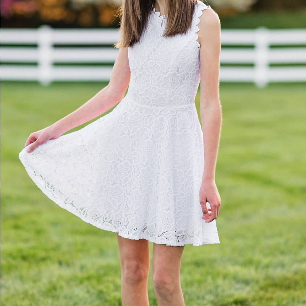 Women’s white lace dress; size 0